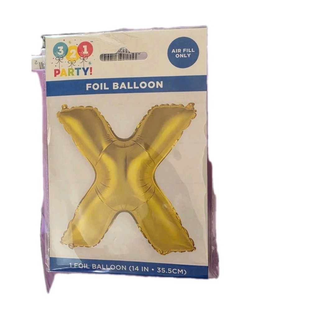 321 Party Foil Gold Balloon 14"  X NEW NIP Air Fill Only #1293 DARK